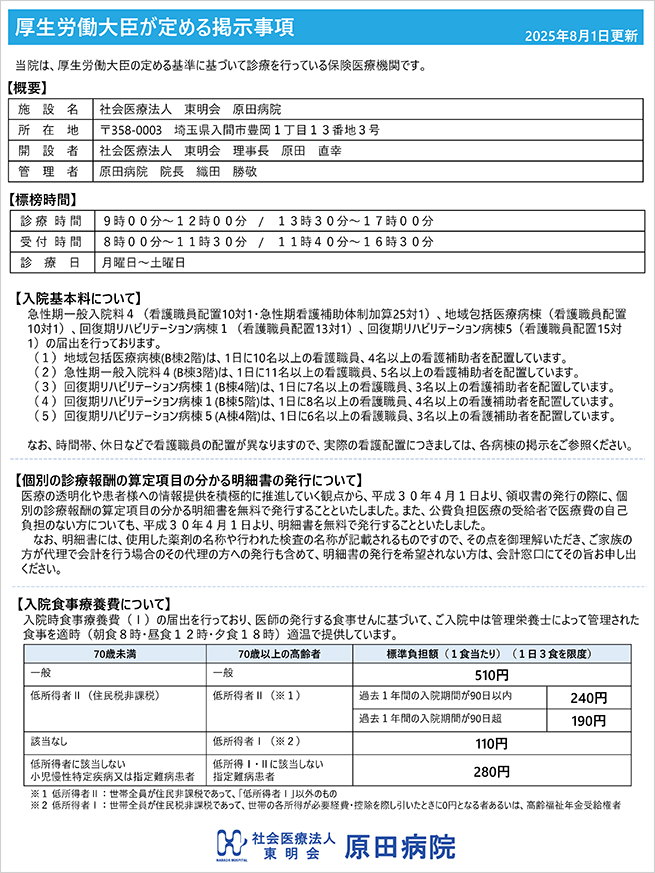 厚生労働大臣が定める掲示事項